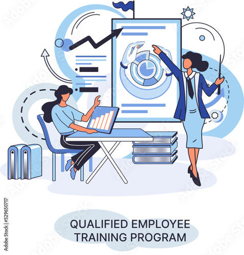 Qualified employee training program. Refresher course. Help in professional development. Group business team workshop, corporate education. Agile project management team, project life scrum meeting