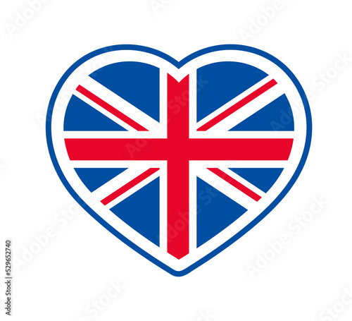 Heart-shaped UK flag. Great Britain. God save the King