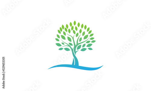 River Tree Logo Template Design Vector, Emblem, Design Concept, Creative Symbol, Icon photo