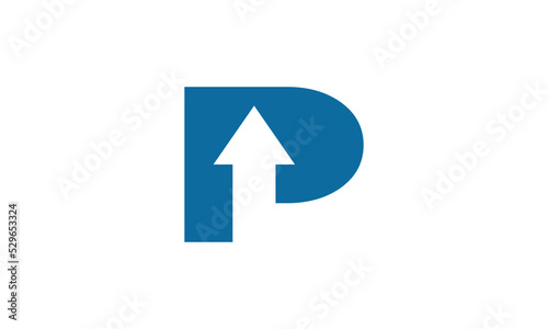Letter P Financial Logo. Marketing And Financial Business Logo. P Financial Logo Template with Marketing Growth Arrow