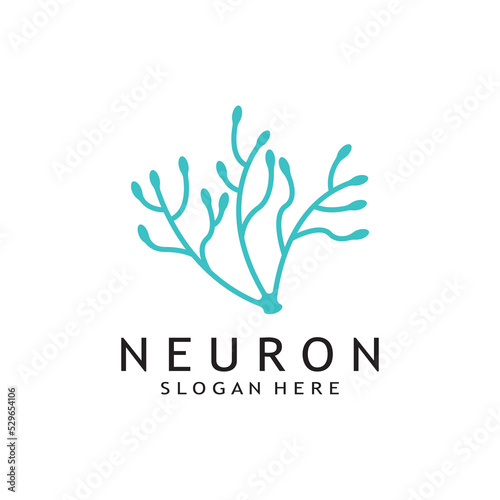 nerve cell logo or neuron logo with vector template