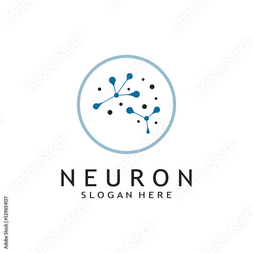 nerve cell logo or neuron logo with vector template