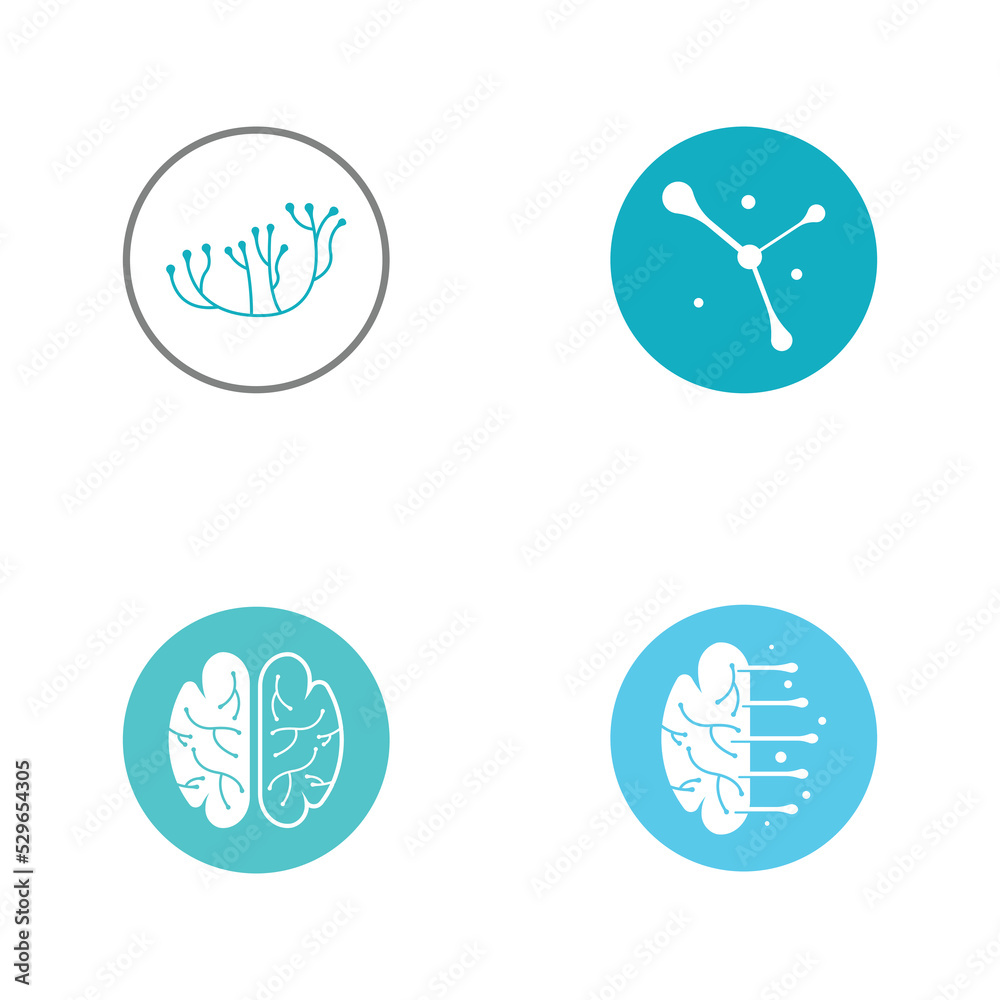 nerve cell logo or neuron logo with vector template