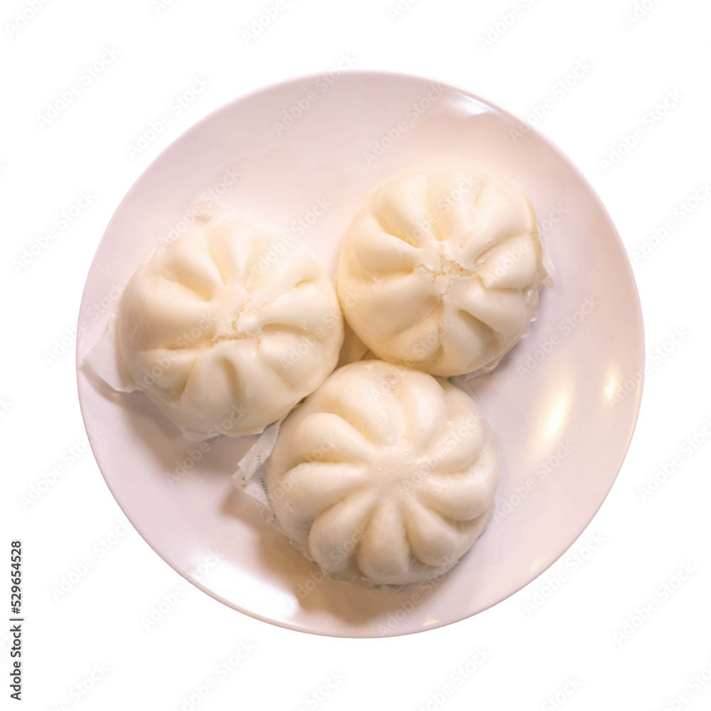 Top view of steam chinese cream bun isolated on white background. Top view of steam chinese cream bun isolated on white background.