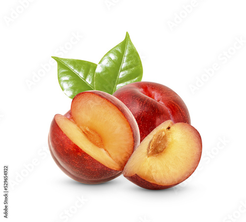 Fresh Red plum isolated on transparent background (.PNG)