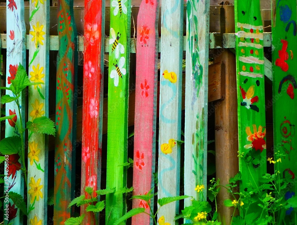 colorful wooden fence