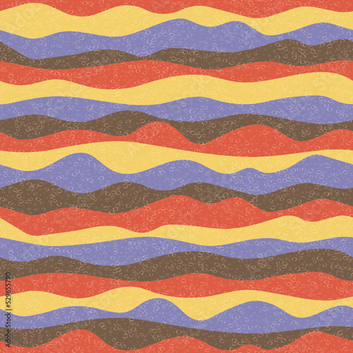 Curve multicolor wave stripes flow vector seamless pattern.