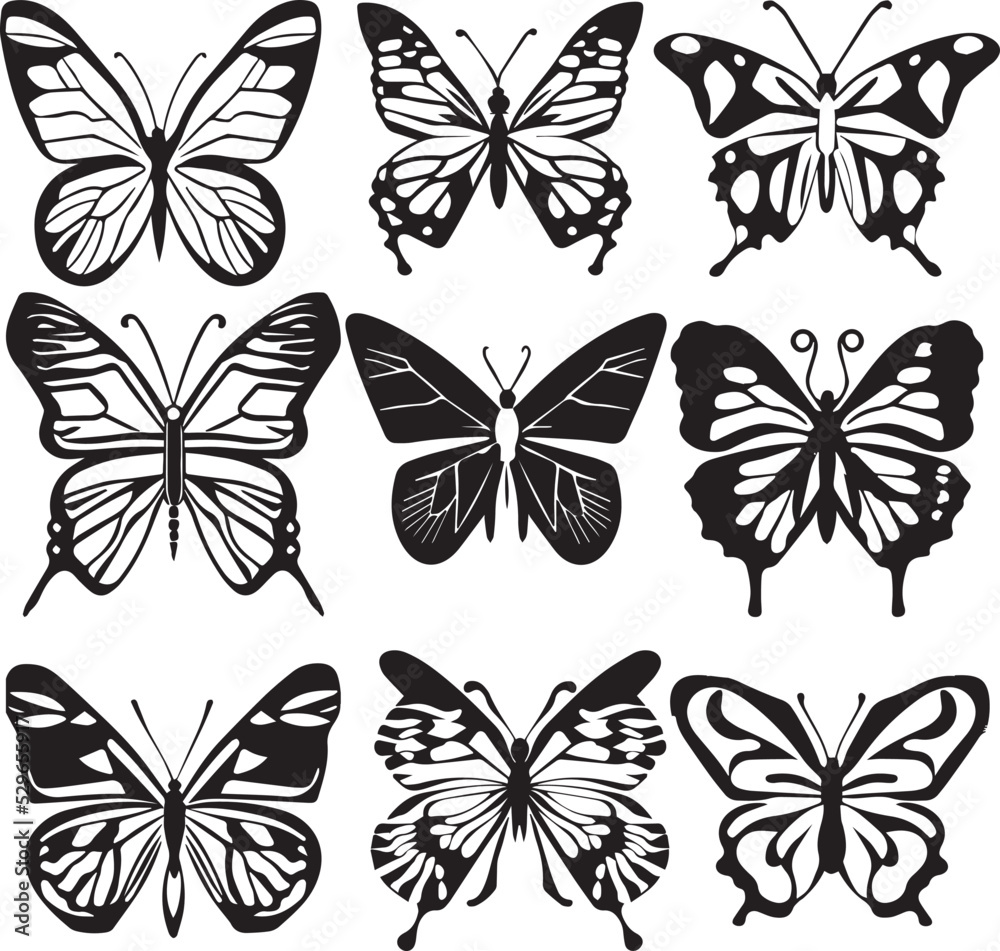 bella silueta de una mariposa aislada en fondo blanco (vector) bella silueta de una mariposa aislada en fondo blanco (vector)