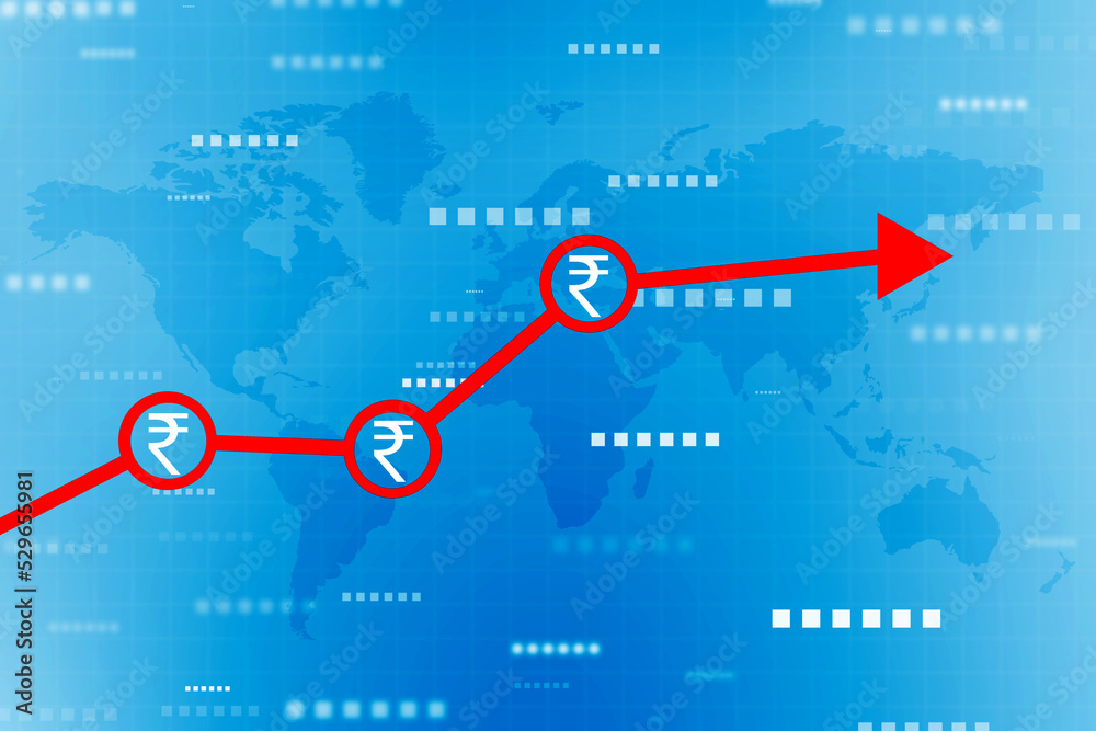 Indian Rupee symbol on financial Background, Growth of Indian stock market, Abstract finance background, Stock market Concept background Indian Rupee symbol on financial Background, Growth of Indian stock market, Abstract finance background, Stock market Concept background