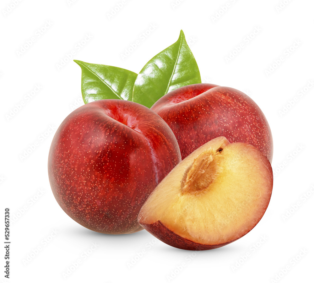 Fresh Red plum isolated on transparent background (.PNG)