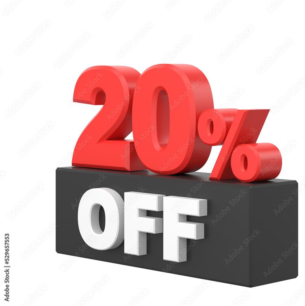 3D twenty percent off. 20% off. Black Friday sale. 3D twenty percent off. 20% off. Black Friday sale.