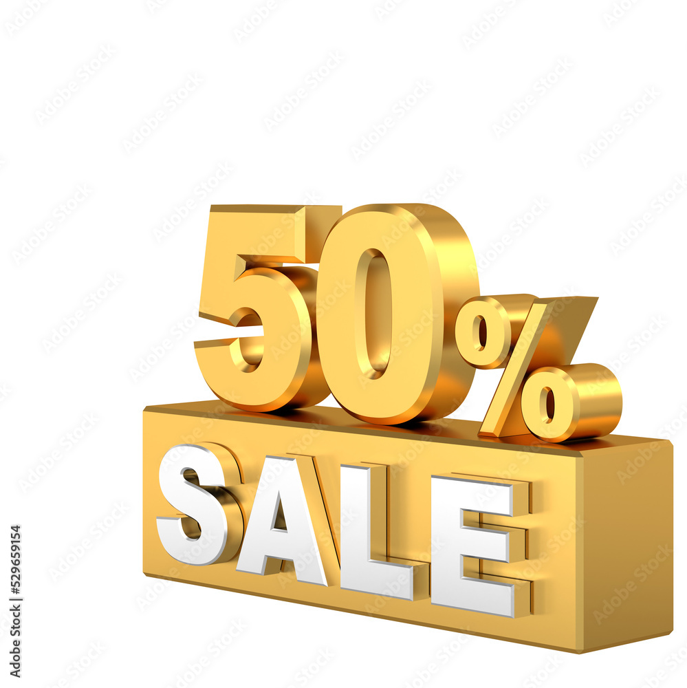 3D fifty percent sale. 50% sale. Sale banner decoration. 3D fifty percent sale. 50% sale. Sale banner decoration.