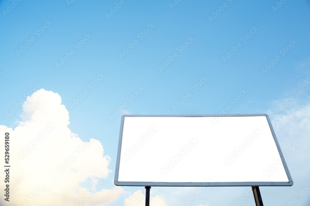 Empty billboard on sky with transparent surface Empty billboard on sky with transparent surface