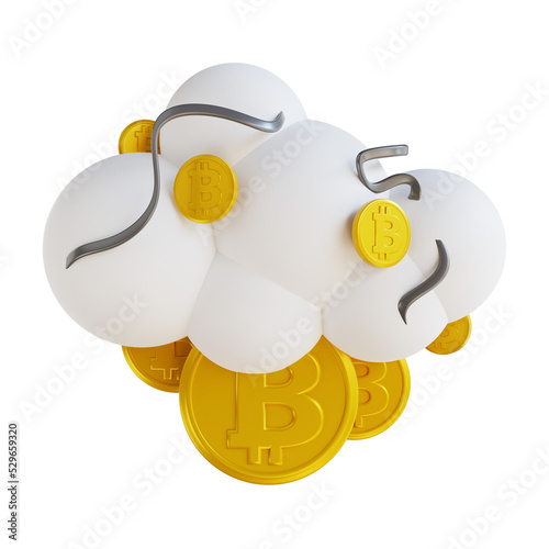 Wallpaper Mural 3D illustration cloud bitcoin Torontodigital.ca