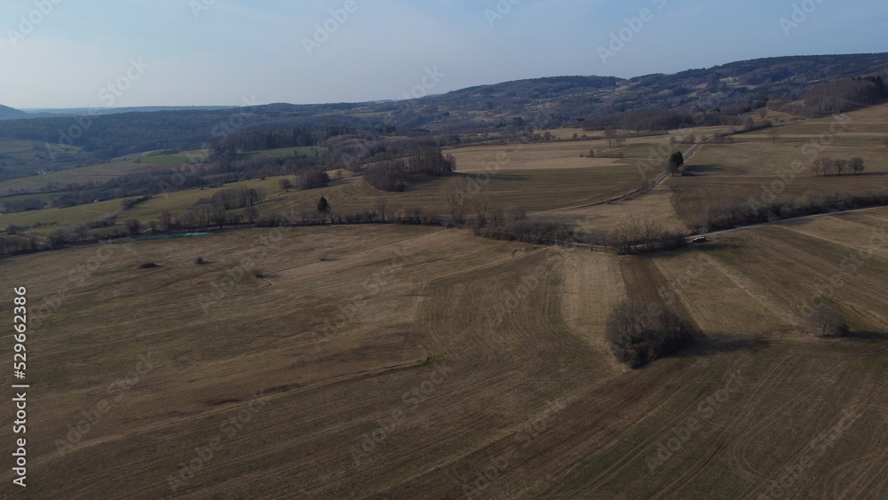 Landschaft in trockenem Sommer Schwarze Berge Naturschutzgebiet Rhön 