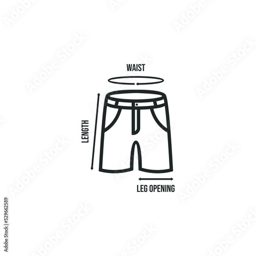 Men's shorts size chart icon isolated on white background