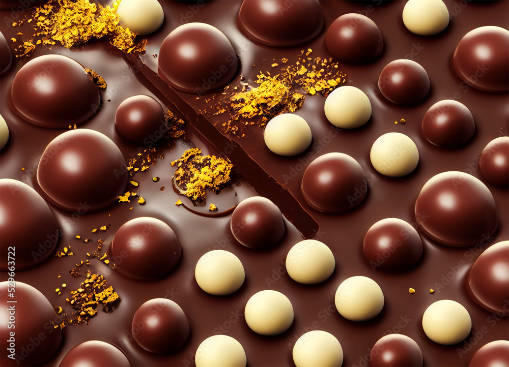 Fototapeta premium Tasty Chocolate Background Wallpaper with various chocolates