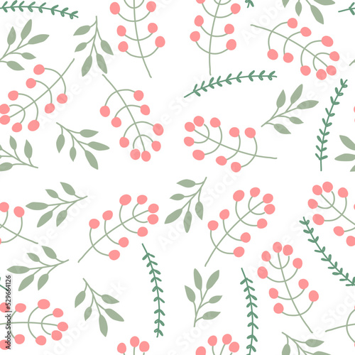 Vector seamless spring floral pattern with small pink flowers on a white background. © TONGMONG Draw