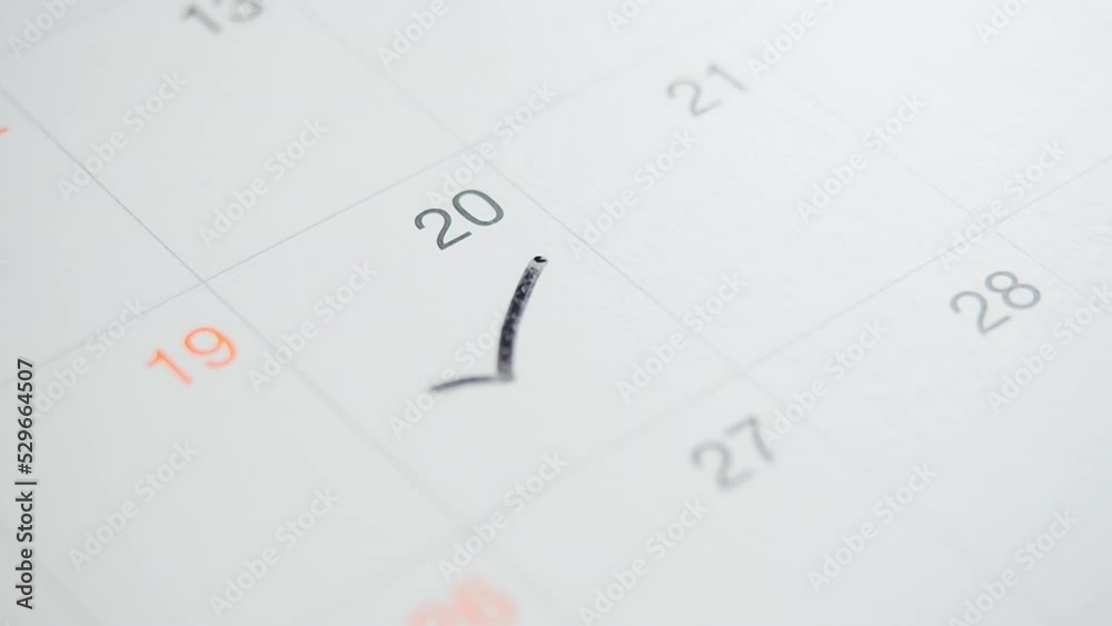 Noted correct on the calendar at twenty number of mont Noted correct on the calendar at twenty number of mont