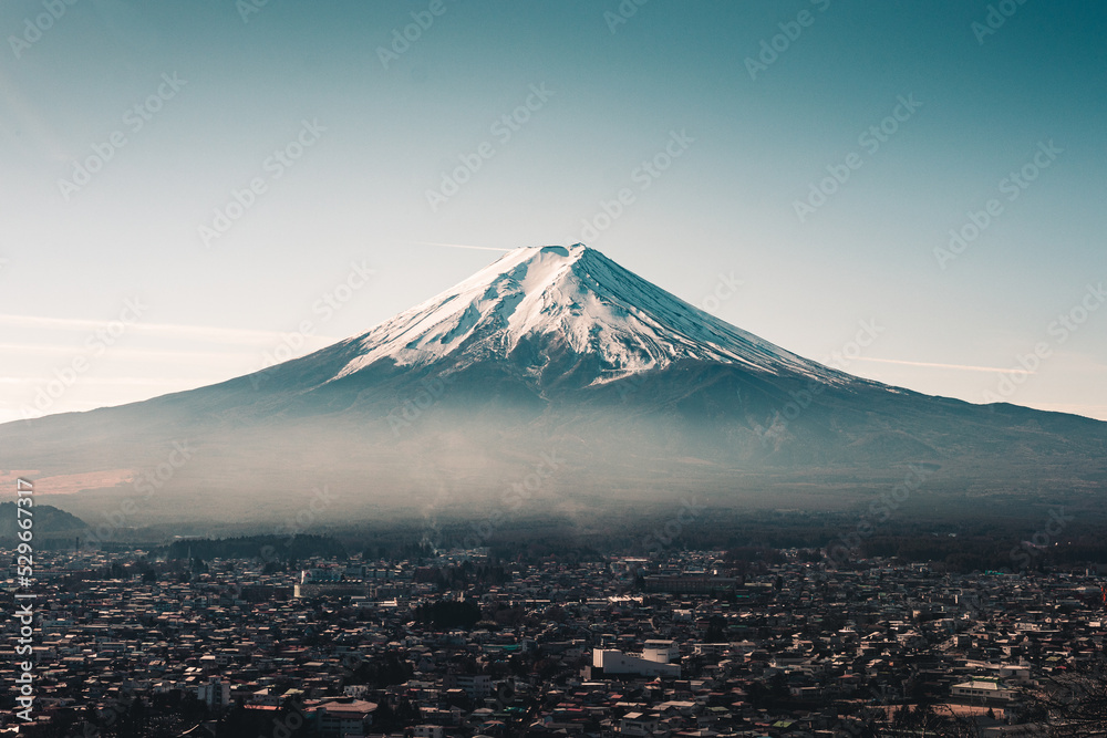 Mt Fuji With Snow Capped, Blue Sky In Winter, Yamanashi, Japan