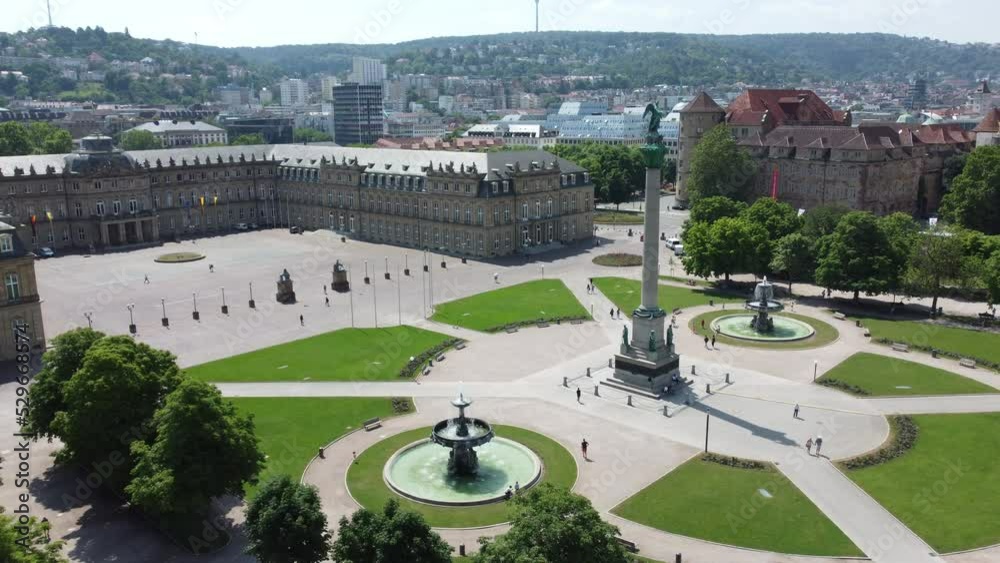 Aerial of Schlossplatz in Stuttgart Germany