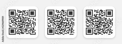 Random QR Code Vector Set On UI Tab Digital Scan Bar Illustration