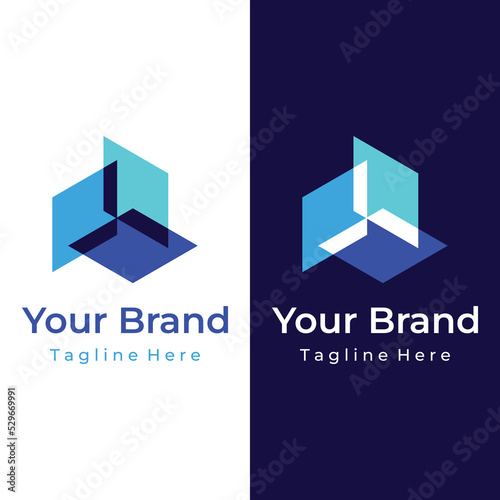 Block chain logo template design.Geometric block chain with hexagons, modern technology box. Block chain for business, technology and data signs.