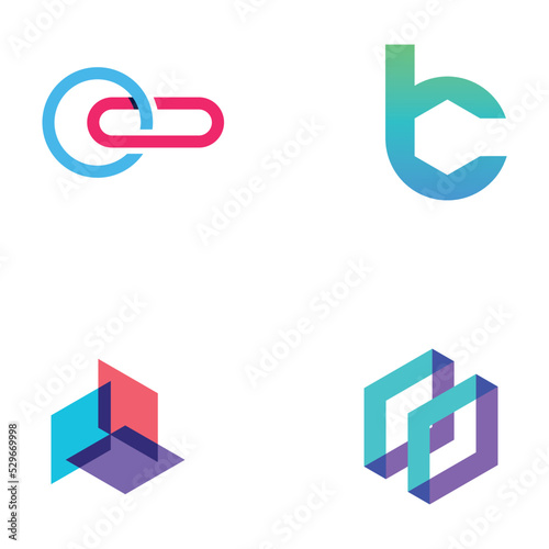 Block chain logo template design.Geometric block chain with hexagons, modern technology box. Block chain for business, technology and data signs.
