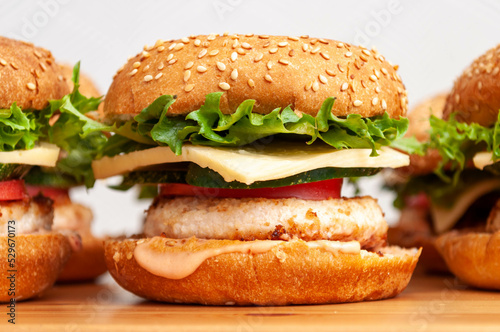 Close-up of home made burgers