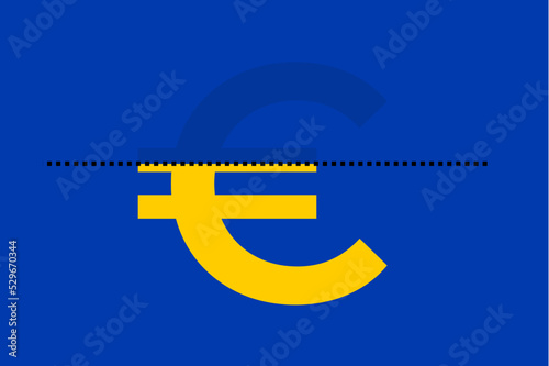 Price cap on Euro - value, cost and expense of money are limited and restricted. Vector illustration.