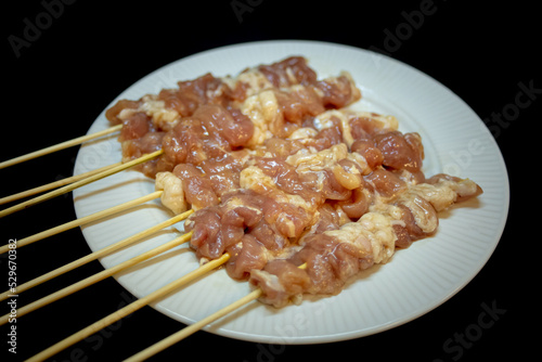 Pork BBQ on skewers