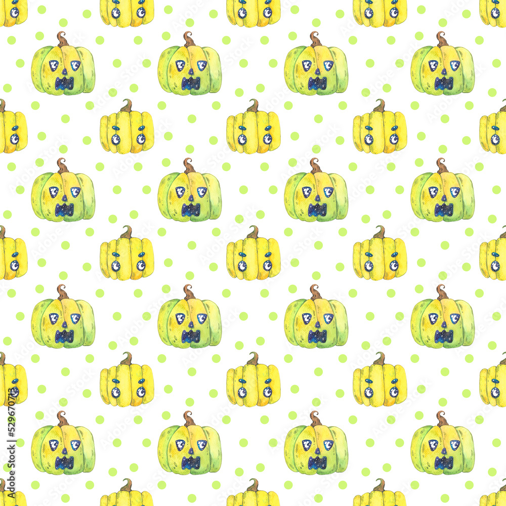 Obraz premium Halloween seamless pattern with pumpkins background.