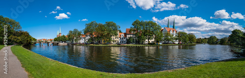Lübeck, Germany. View of the old town across the river Trave. © foto-select