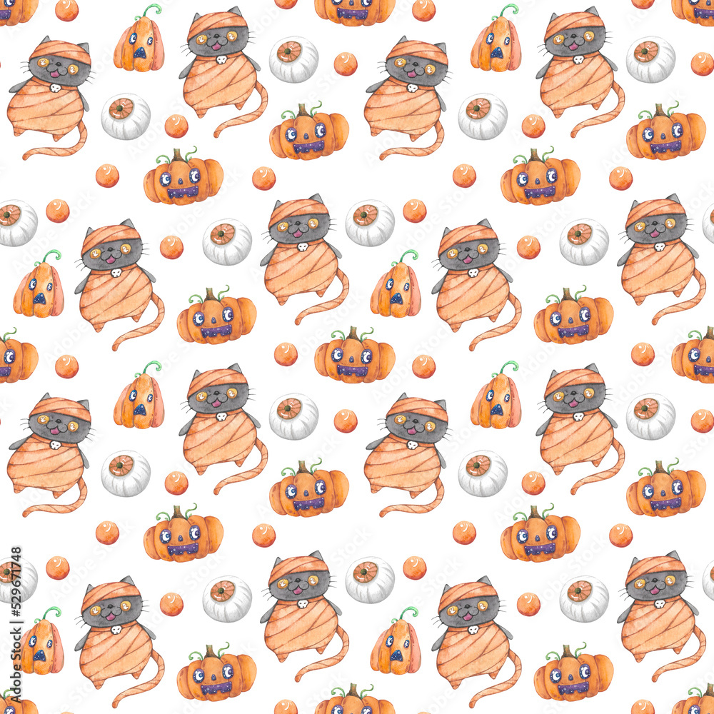 Halloween seamless pattern with cats. Halloween seamless pattern with cats.