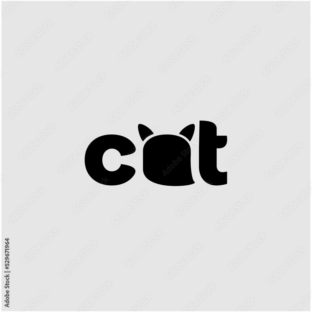 Obraz premium Cat logo with writing and black vector icon