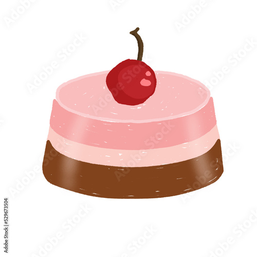 Pudding with cherry 