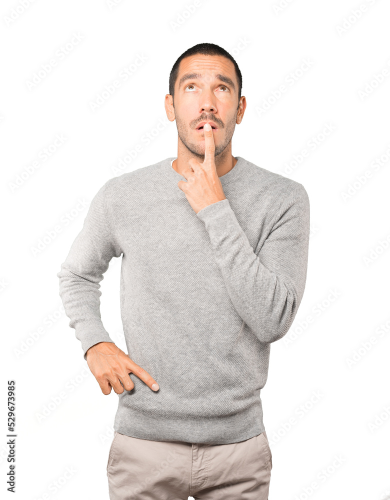 Amazed young man looking gesture Amazed young man looking gesture