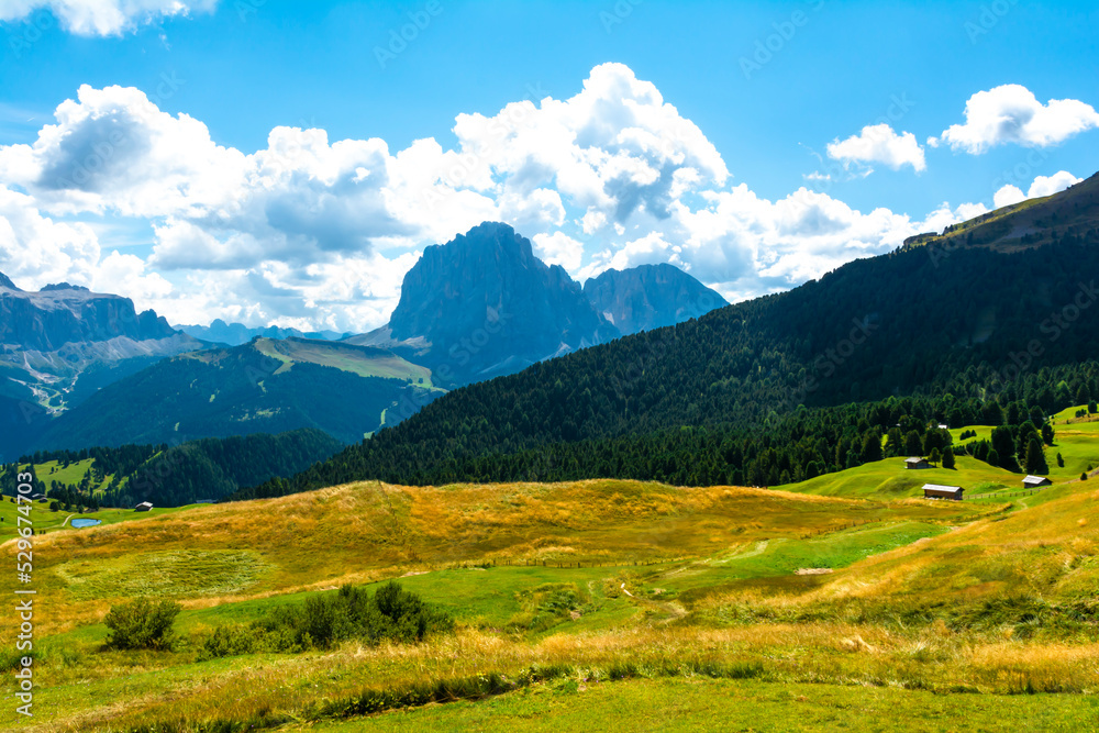 Dolomites  Italy - August 29 2022: Dolomites - mountain range in the north-eastern part of Italy, part of the Southern Limestone Alps in the Eastern Alps.