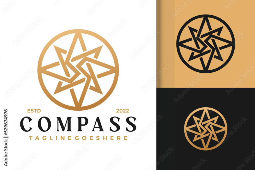 Luxury Star Compass Logo Design, brand identity logos vector, modern logo, Logo Designs Vector Illustration Template Luxury Star Compass Logo Design, brand identity logos vector, modern logo, Logo Designs Vector Illustration Template