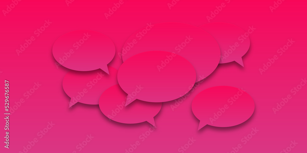 pink or purple gradient sticker set with speech bubbles. Colorful empty blank speech bubbles with shadow on pink or purple background. pink or purple gradient sticker set with speech bubbles. Colorful empty blank speech bubbles with shadow on pink or purple background.