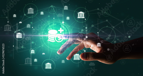 Wallpaper Mural Businessman hand pressing stock graphic information on multitouch screen Torontodigital.ca