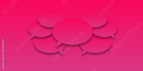 Circles pink purple lilac speech bubbles with shadow on isolated background.  illustration. The concept of communication between people in society.
