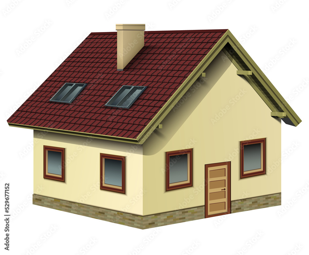 House icon isolated, detailed 3D  illustration.