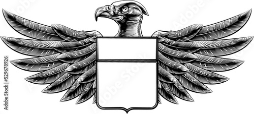 Woodcut Shield Eagle