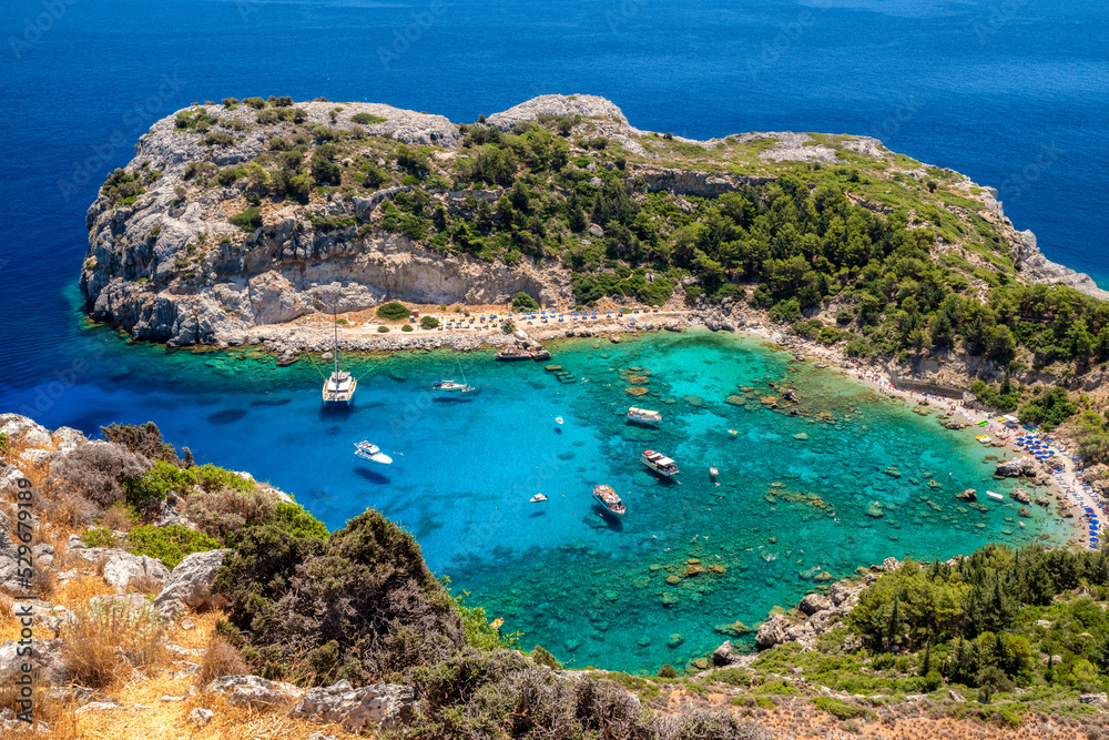 Anthony Quinn bay in Rhodes island in Greece