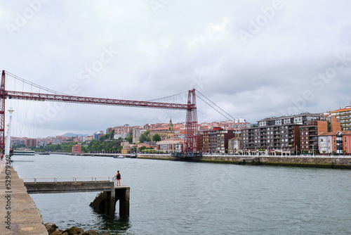 Bizkaia suspension bridge and Nervion river in Portugalete, Basque Country, Spain. photo