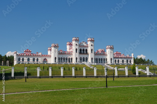 Belorussian tourist landmark attraction - Kosava Castle and park complex at summer season. Brest region, Belarus. photo