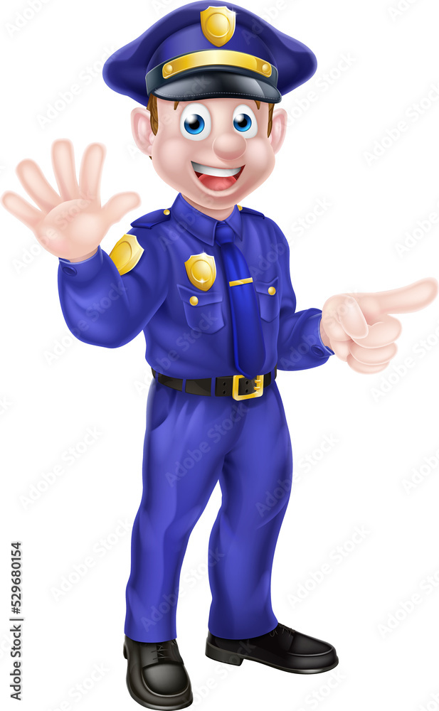Cartoon Policeman Pointing