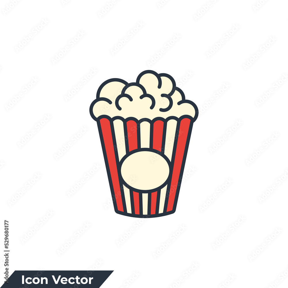 popcorn icon logo vector illustration. popcorn symbol template for graphic and web design collection