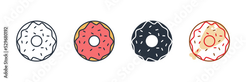 donut icon logo vector illustration. donut food symbol template for graphic and web design collection